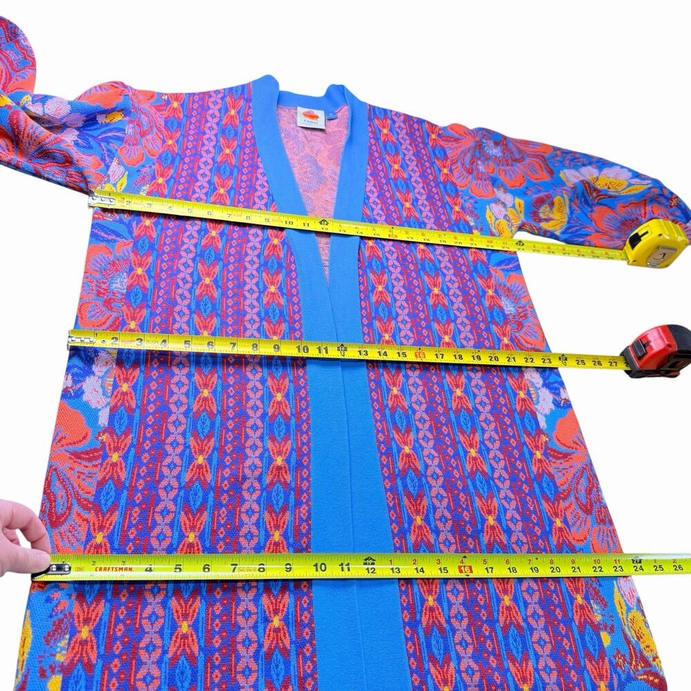 Farm Rio Floral Printed Cardigan Sweater Duster O/S Colorful Maximalist Boho - Picture 6 of 12
